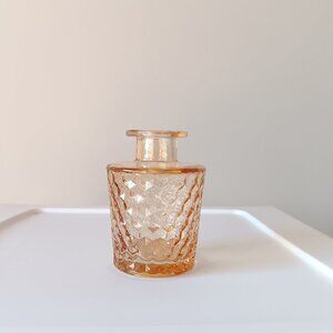 Glass Bottle Bud Vase Textured Honeycomb Short Neck Clear Yellow Amber 3.75"